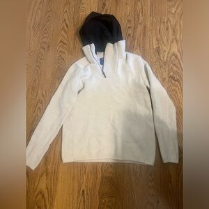 Cream wool engineered for motion Sweater Hood stone xs chic pullover $525